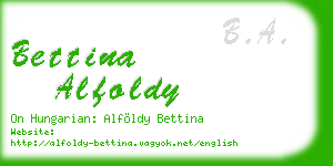 bettina alfoldy business card